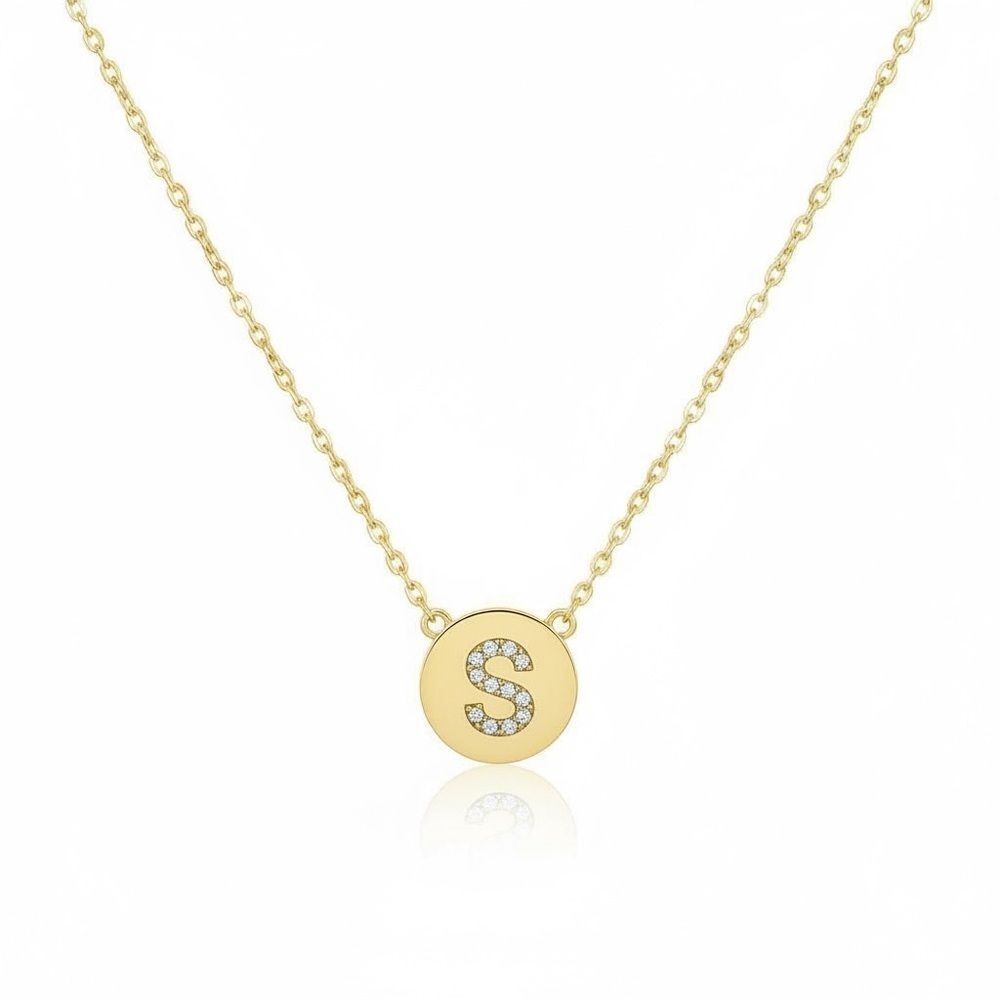 Letter S Sterling silver gold plated necklace